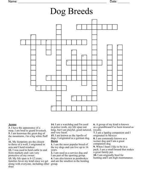dog Crossword Clue .